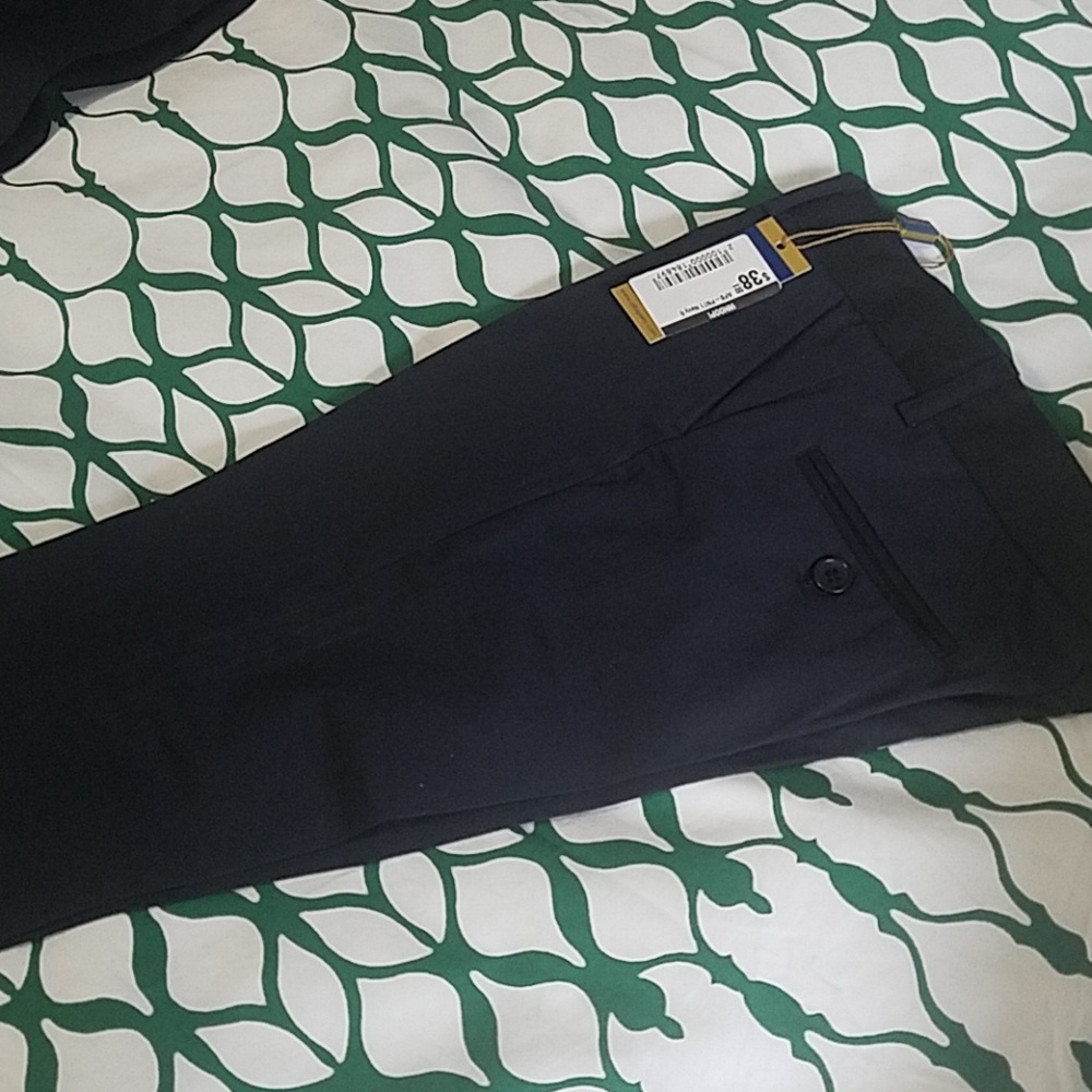 Alfa perry navy blue boys sateen cotton dress pant